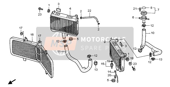 Honda GL1500SE 1997 Radiador para un 1997 Honda GL1500SE