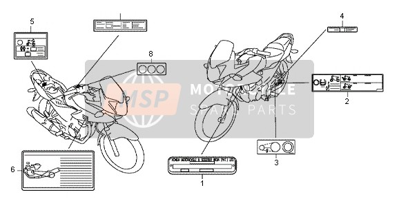 Honda CBF125M 2013 Etiqueta de precaución para un 2013 Honda CBF125M