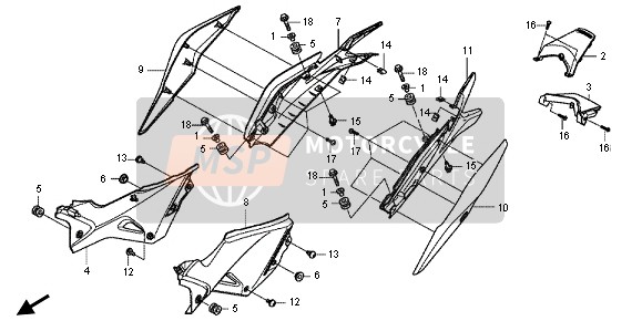 Honda CBR125RS 2013 Cubierta lateral para un 2013 Honda CBR125RS