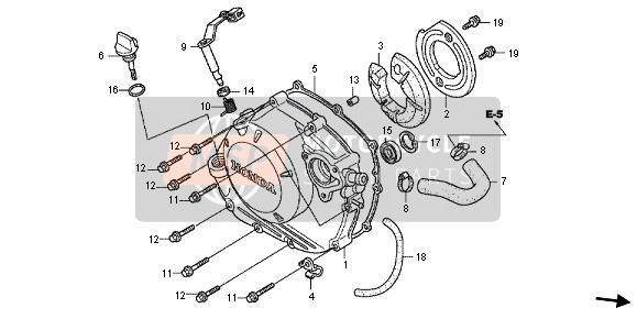 Honda CBR125RT 2013 Rechter carterdeksel voor een 2013 Honda CBR125RT