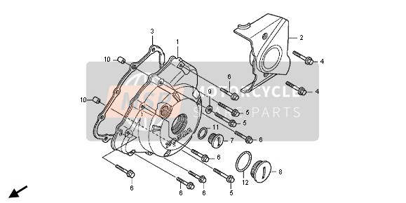 Honda CBR125RT 2013 Tapa del cárter izquierdo para un 2013 Honda CBR125RT