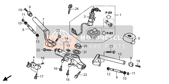 Honda CBR125RT 2013 Behandel pijp & Bovenste kroonplaat voor een 2013 Honda CBR125RT