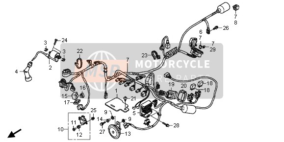 Honda CBR125RT 2013 Kabelboom voor een 2013 Honda CBR125RT