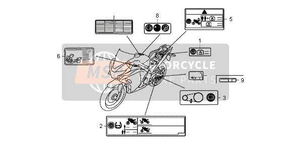 Honda CBR125RT 2013 Etiqueta de precaución para un 2013 Honda CBR125RT