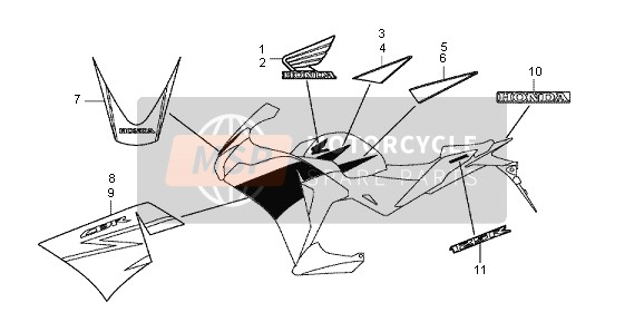 86642KTYM00ZA, Stripe, Fr. Upper Cowl *TYPE1* (TYPE1 ), Honda, 0