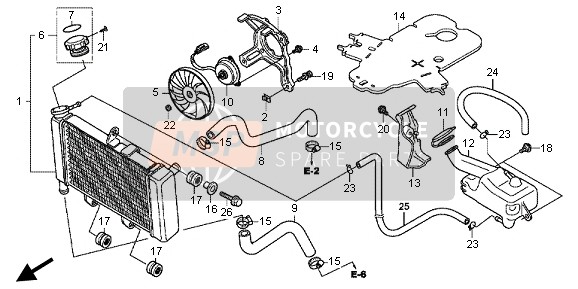 Honda CBR250R 2013 Radiator voor een 2013 Honda CBR250R