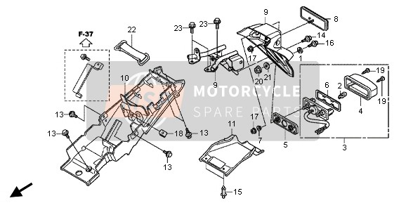 Honda CBR250RA 2013 Achterspatbord voor een 2013 Honda CBR250RA