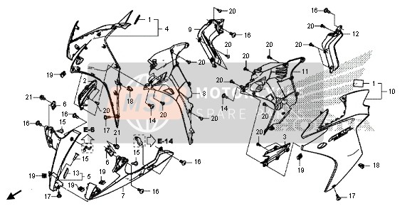 64400MGZD00ZC, Cowl Set, L. Middle (Wl) *TYPE2* (TYPE2 ), Honda, 0