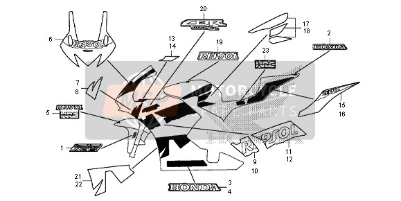 86648MJCA20ZA, Stripe C, R. Middle Cowl *TYPE1* (TYPE1 ), Honda, 0