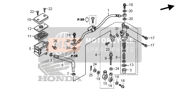 Honda CBR600RR 2013 HAUPTBREMSZYLINDER HINTEN für ein 2013 Honda CBR600RR