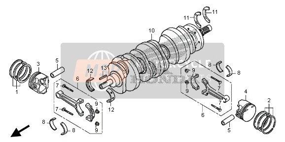 Honda GL1800B 2013 CRANKSHAFT & PISTON for a 2013 Honda GL1800B