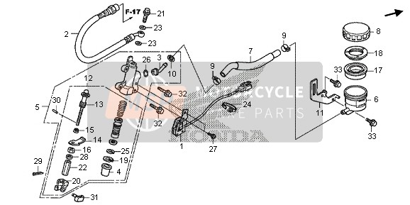 Honda GL1800B 2013 REAR BRAKE MASTER CYLINDER for a 2013 Honda GL1800B