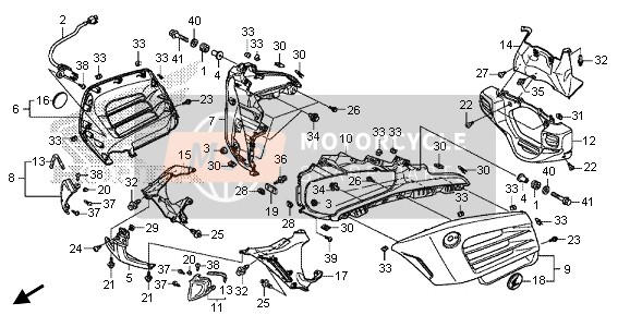 64290MJG670ZA, Cowl Set, L. Middle (Wl) *NHA86M* (NHA86M Mat Ballistic Black Metallic), Honda, 0