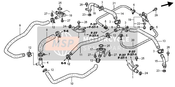 Honda GL1800 2013 WASSERROHRLEITUNG für ein 2013 Honda GL1800