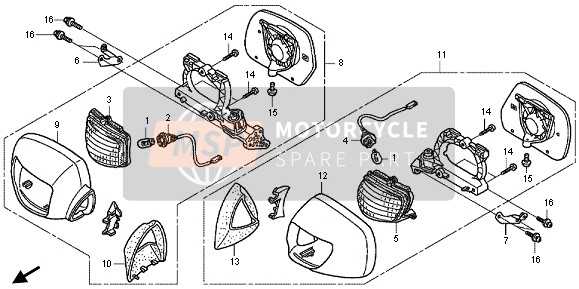 88120MCAB21ZE, Rueckspiegel Kompl., L. *, Honda, 0