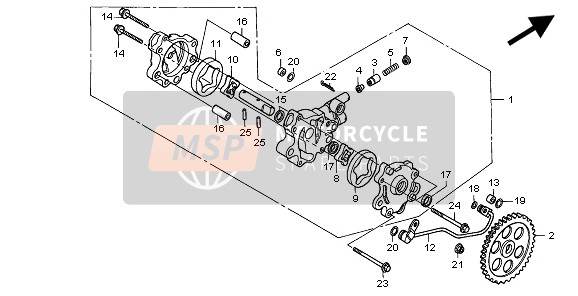 Honda NX650 1997 Oliepomp voor een 1997 Honda NX650