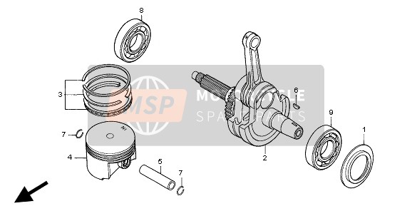 Honda NX650 1997 PISTON & CRANKSHAFT for a 1997 Honda NX650