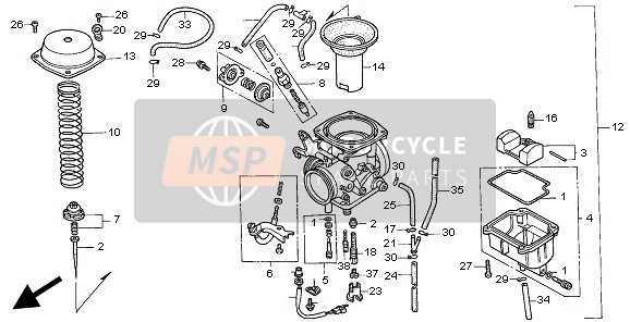 Honda NX650 1997 Carburateur voor een 1997 Honda NX650