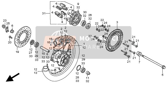 Honda NX650 1997 HINTERRAD für ein 1997 Honda NX650