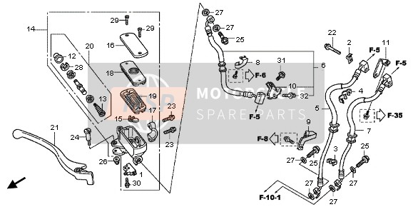 Honda NC700XD 2013 FR. BRAKE MASTER CYLINDER for a 2013 Honda NC700XD