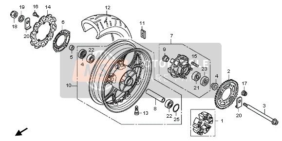 Honda NC700XD 2013 REAR WHEEL for a 2013 Honda NC700XD