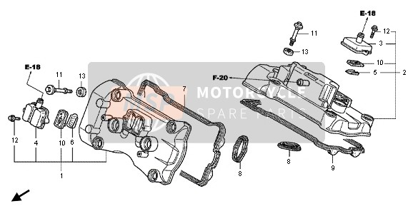 Honda VFR800X 2013 Cilinderkopdeksel voor een 2013 Honda VFR800X