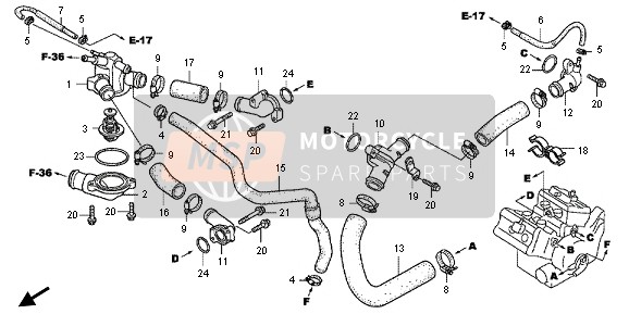 Honda VFR800X 2013 WASSERSCHLAUCH für ein 2013 Honda VFR800X