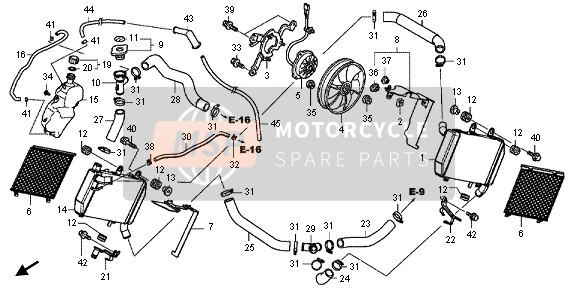 Honda VFR800X 2013 Radiator voor een 2013 Honda VFR800X