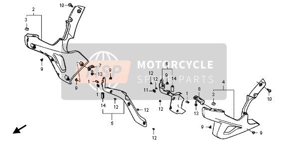 Honda VFR800X 2013 Carenatura inferiore per un 2013 Honda VFR800X