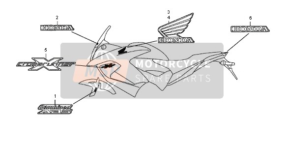 86643MGYD20ZC, Mark, Fr. Side Cowl *TYPE1* (TYPE1 ), Honda, 0