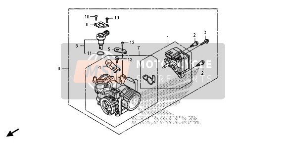 Honda VT1300CXA 2013 Cuerpo del acelerador para un 2013 Honda VT1300CXA