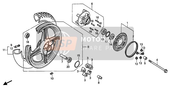 961506204010, Radiale Kogellager 6204UU, Honda, 3