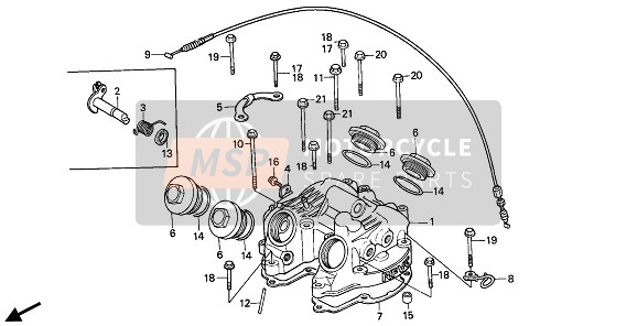 Honda XBR500 1987 Cubierta de tapa de cilindro para un 1987 Honda XBR500