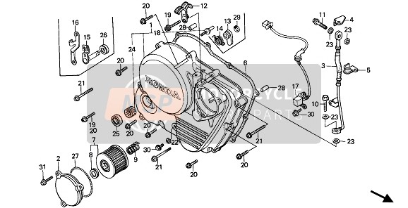 Honda XBR500 1987 RECHTE KURBELGEHÄUSEABDECKUNG für ein 1987 Honda XBR500