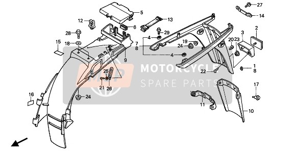 Honda XBR500 1987 REAR FENDER for a 1987 Honda XBR500