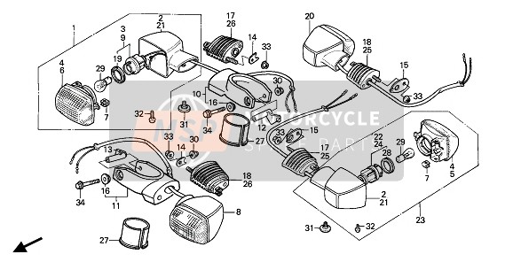 Honda XBR500 1987 Indicator voor een 1987 Honda XBR500