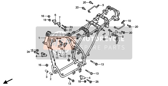 Honda XBR500S 1987 RAHMENKÖRPER für ein 1987 Honda XBR500S