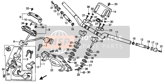 Honda CB450S 1988 Maniglia tubo & Ponte superiore per un 1988 Honda CB450S