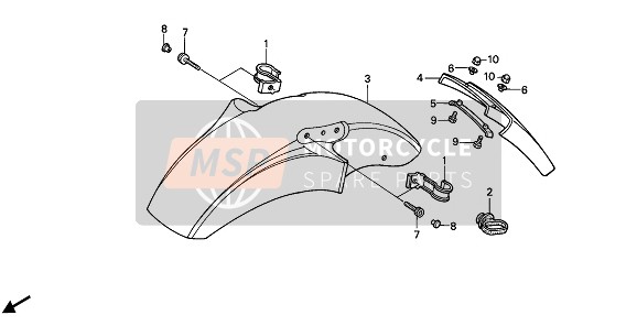 Honda CB450S 1988 Parafango anteriore per un 1988 Honda CB450S