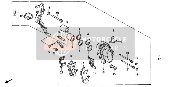 Honda CB450S 1988 Pinza freno anteriore per un 1988 Honda CB450S