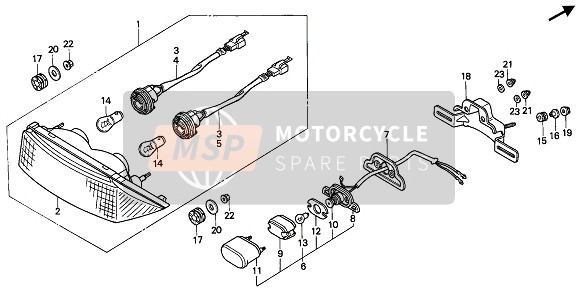 Honda CB450S 1988 RÜCKLICHT für ein 1988 Honda CB450S