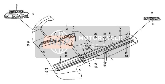 83621MM5640ZA, Mark, R. Upper Cowl Side *TYPE6 * (TYPE6 ), Honda, 0