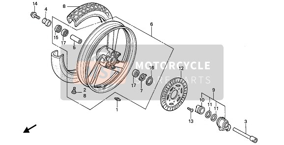 Honda NTV650 1988 FRONT WHEEL for a 1988 Honda NTV650