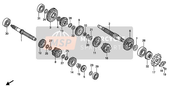 23501KW3000, Gear, Mainshaft Sixth (28T), Honda, 0