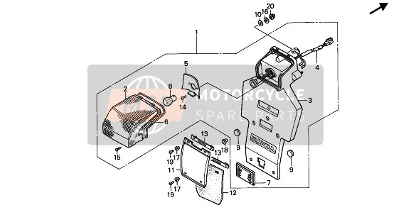 Honda NX250 1988 Fanale Posteriore per un 1988 Honda NX250