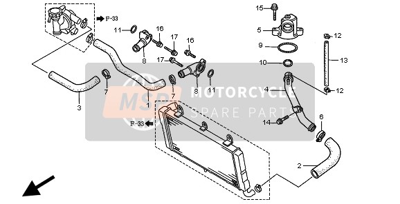 Honda ST1100 1997 Conduite d'eau pour un 1997 Honda ST1100