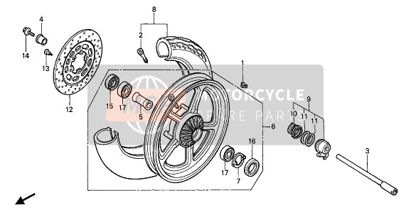 Honda VT1100C 1988 FRONT WHEEL for a 1988 Honda VT1100C