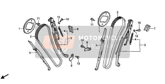 Honda XRV650 1988 STEUERKETTE & SPANNER für ein 1988 Honda XRV650