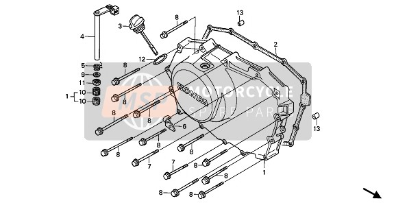 Honda XRV650 1988 Couvercle de carter droit pour un 1988 Honda XRV650