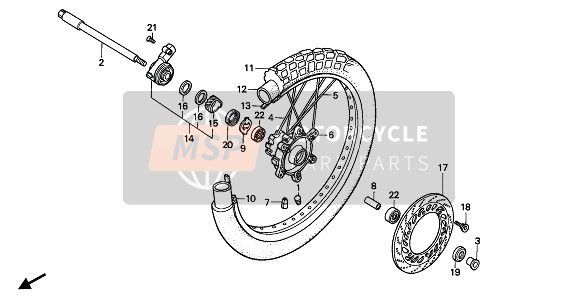 Honda XRV650 1988 FRONT WHEEL for a 1988 Honda XRV650